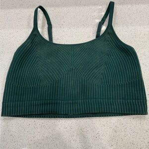 Aerie Green Ribbed/Striped Crop Top Sports Style Bra